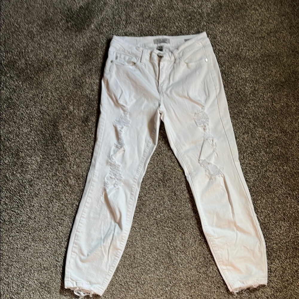 Judy Blue White Ankle Cropped Jeans Relaxed Fit
